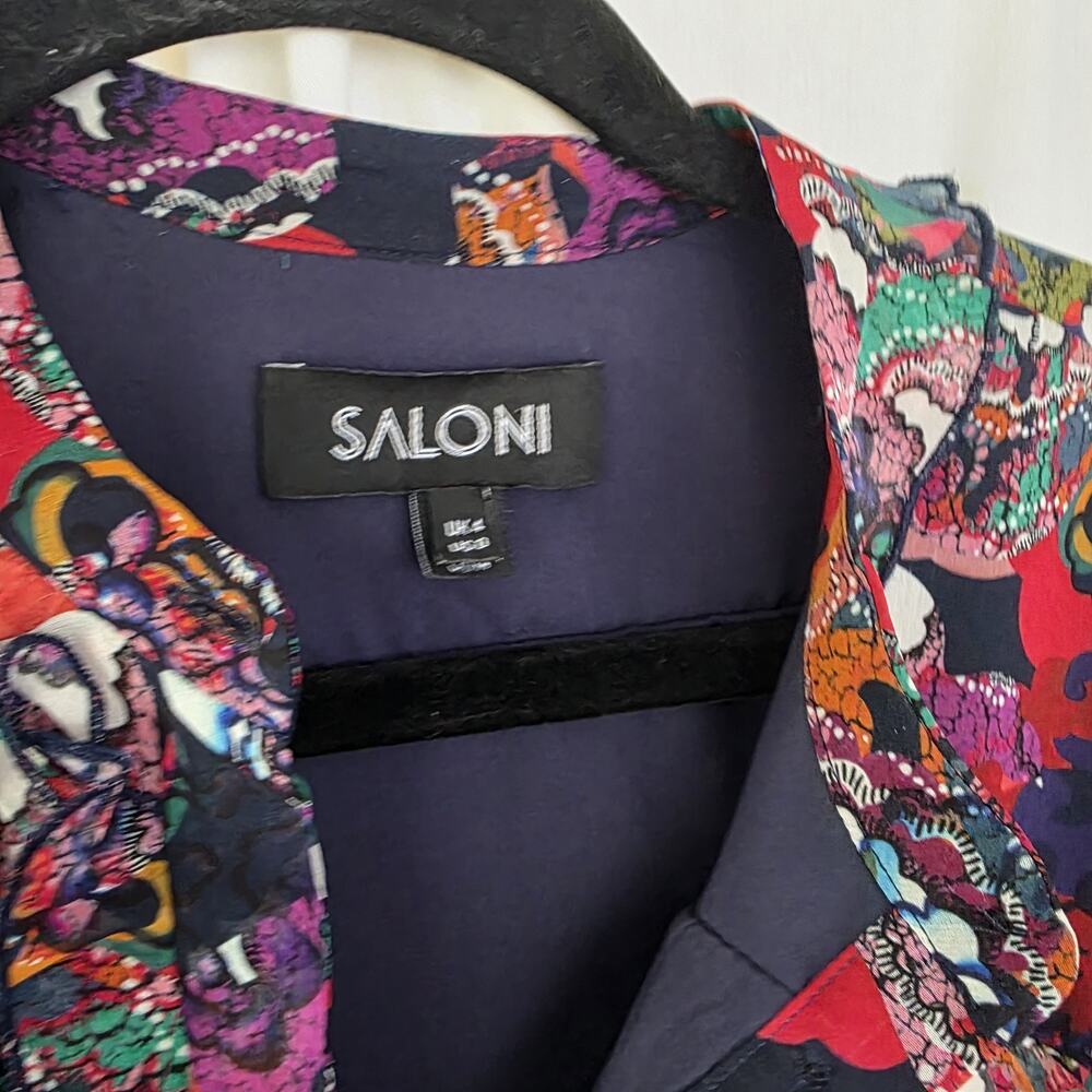Saloni Tilly Abstract Multicolor Ruffle Silk Mini Dress 0 Whimsy Avant-garde - Picture 8 of 10